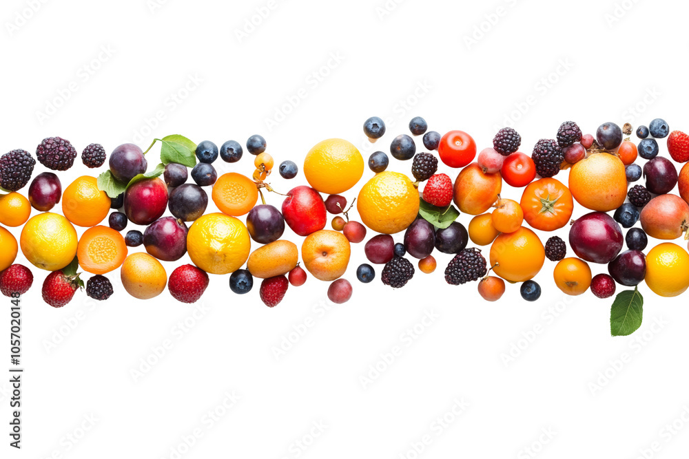 A vibrant display of assorted fruits on a white isolated background. A vibrant display of assorted fruits on a white isolated background.