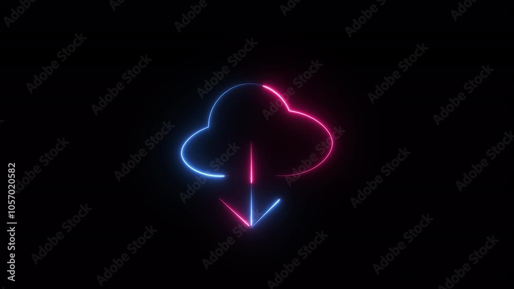 Glowing neon : Downlod Information text icon sign animation Glowing neon : Downlod Information text icon sign animation