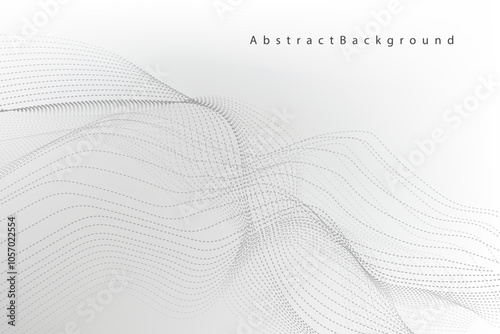 Abstract vector modern background with grey wavy lines and particles. EPS10	