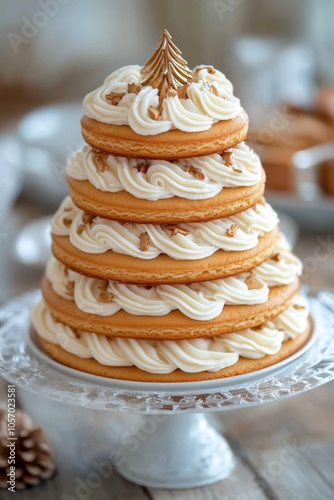 Layered Pumpkin Cake: A stunning tiered pumpkin cake adorned with creamy frosting and golden sprinkles, capturing the essence of autumnal indulgence.