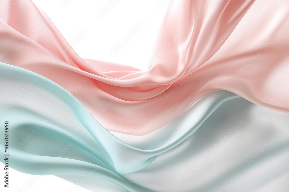 Obraz premium Flowing Satin Fabric in Pastel Gradient Colors Creating Abstract Waves and Patterns
