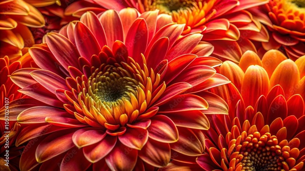 Close-Up of Fiery Red and Orange Petals Unfurling in Stunning Detail for Food Photography Close-Up of Fiery Red and Orange Petals Unfurling in Stunning Detail for Food Photography