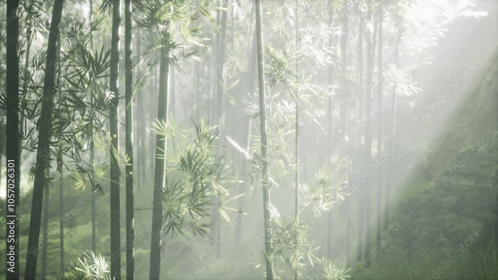 A picture of a bamboo forest with the sun shining through the trees A picture of a bamboo forest with the sun shining through the trees