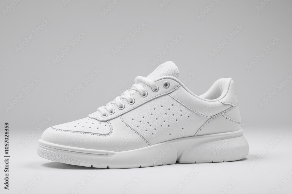 A clean, high-quality promotional photo of a white sneaker on a solid background, ideal for mockup use. A clean, high-quality promotional photo of a white sneaker on a solid background, ideal for mockup use.