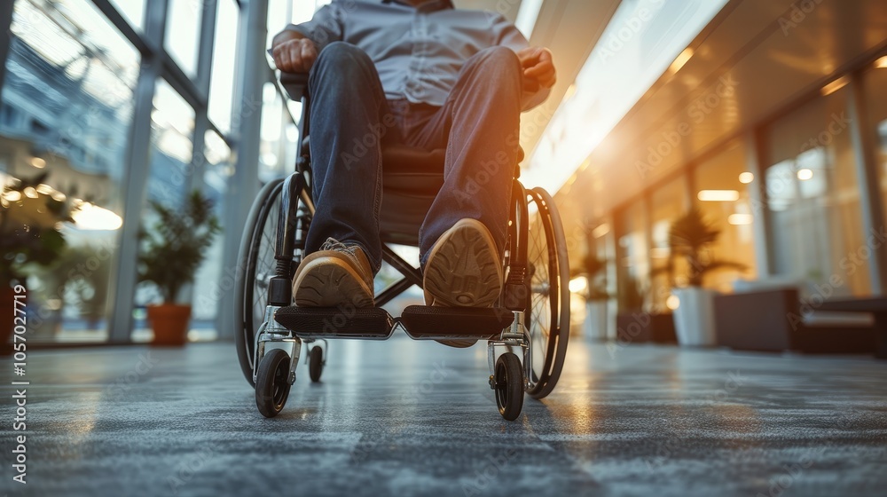 Obraz premium An Inspiring Journey through Life in a Wheelchair in a Bright Environment