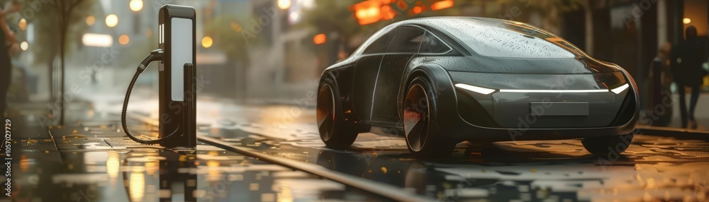 Obraz premium Craft a captivating 3D model of an electric car that symbolizes progress and sustainability