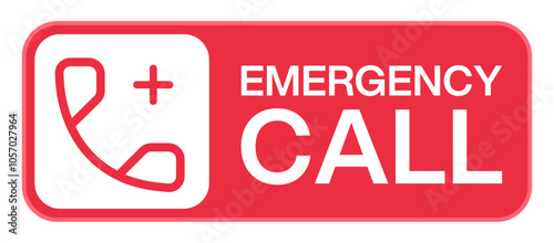 Emergency call icon: SOS emergency call symbol with emergency message and hotline concept. Represents first aid and emergency hotline assistance. Vector illustration.