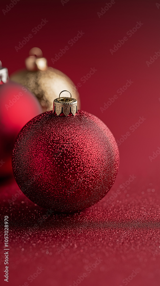 christmas ornaments on red background as a x-mas wallpaper on tree christmas ornaments on red background as a x-mas wallpaper on tree