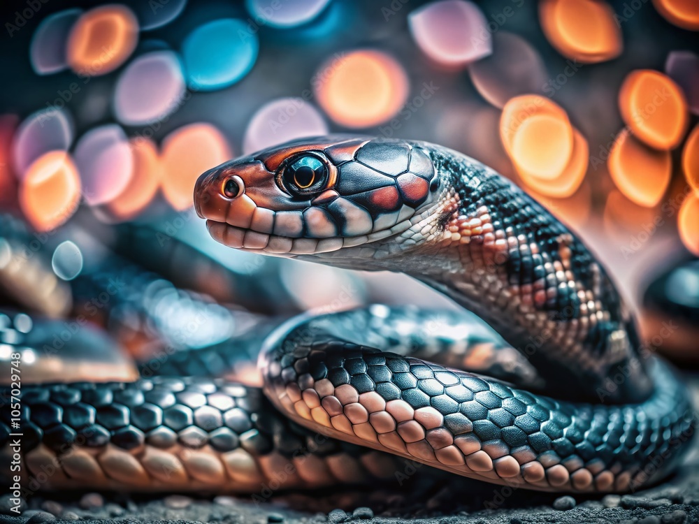 Colorful Cobra Snake Logo Stickers with Bokeh Effect for Eye-Catching Branding and Design Colorful Cobra Snake Logo Stickers with Bokeh Effect for Eye-Catching Branding and Design