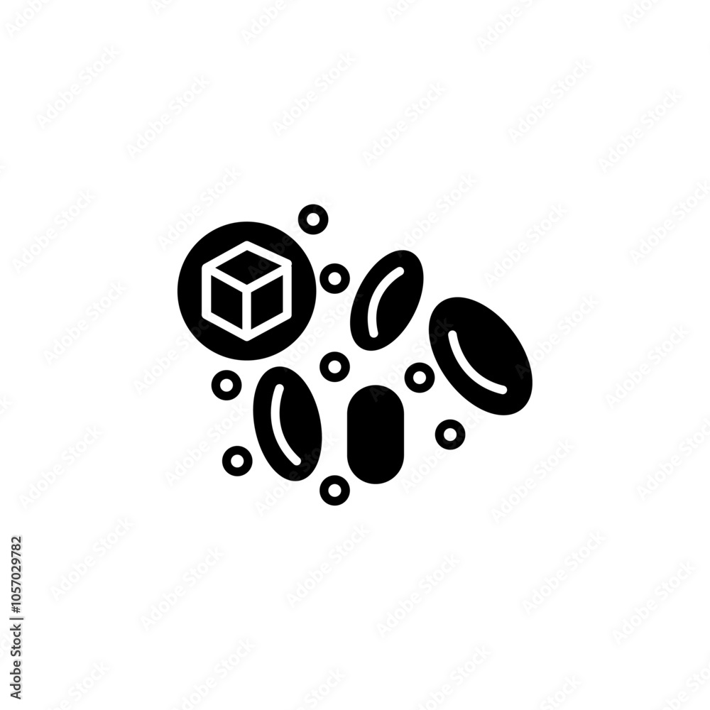Blood sugar glucose icon flat line symbol set. Blood sugar glucose icon flat line symbol set.