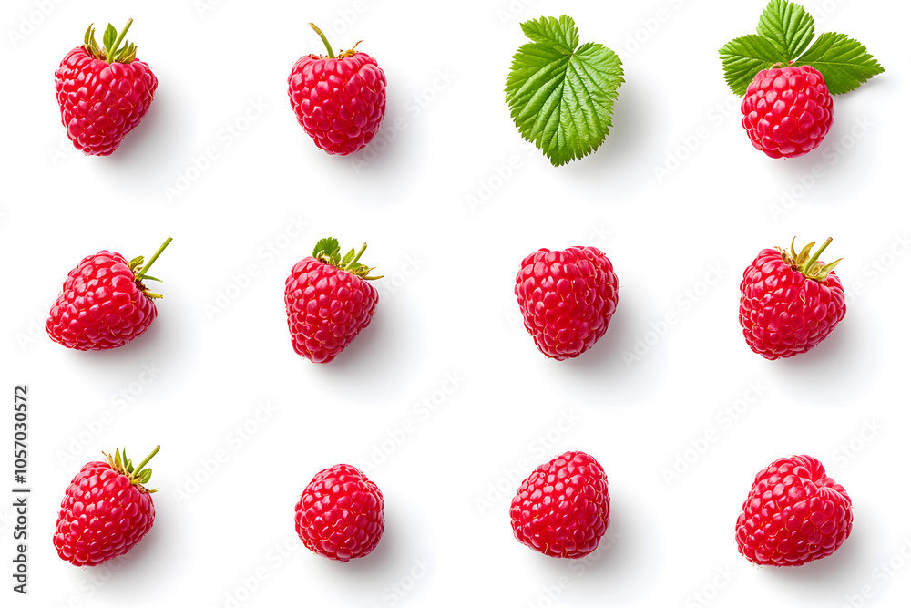 Fresh raspberry collection, isolated on white background Fresh raspberry collection, isolated on white background