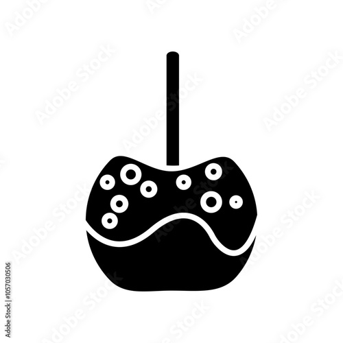 Caramelized apple icon flat line symbol set.