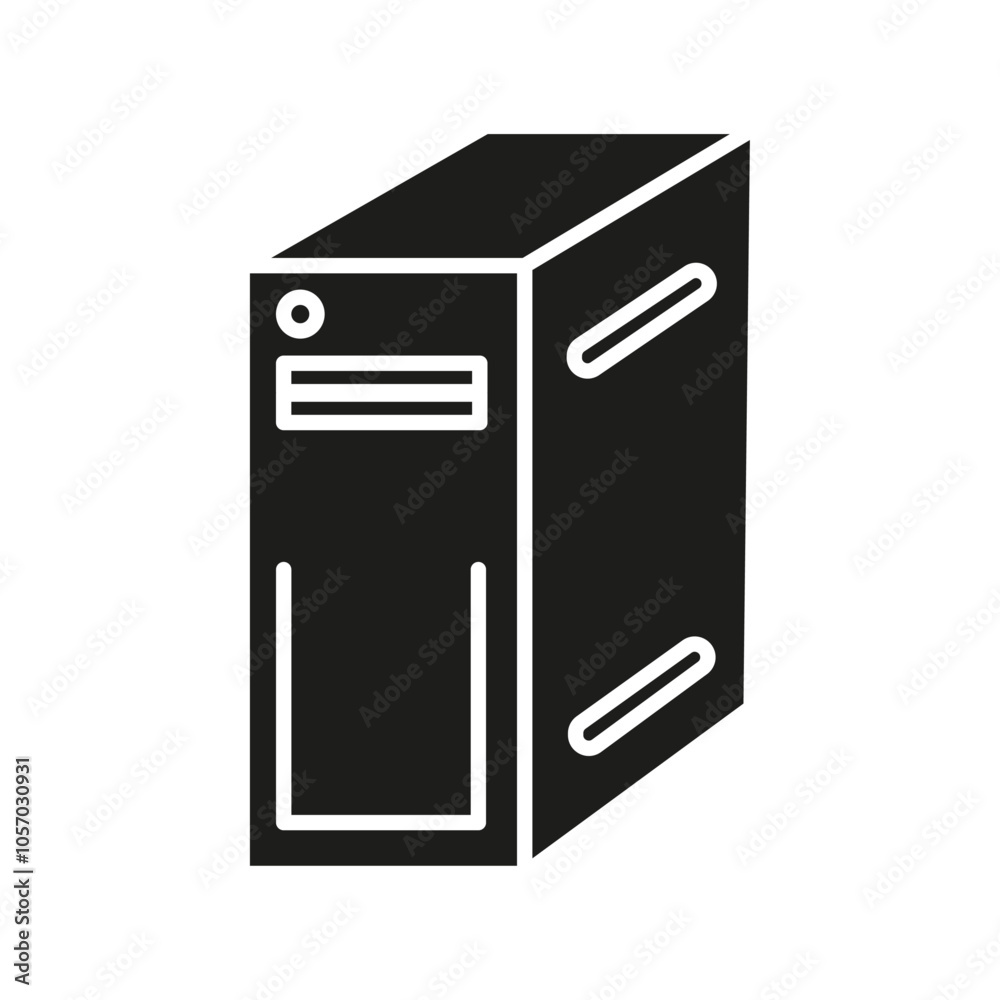 Computer Case icon flat line symbol set. Computer Case icon flat line symbol set.