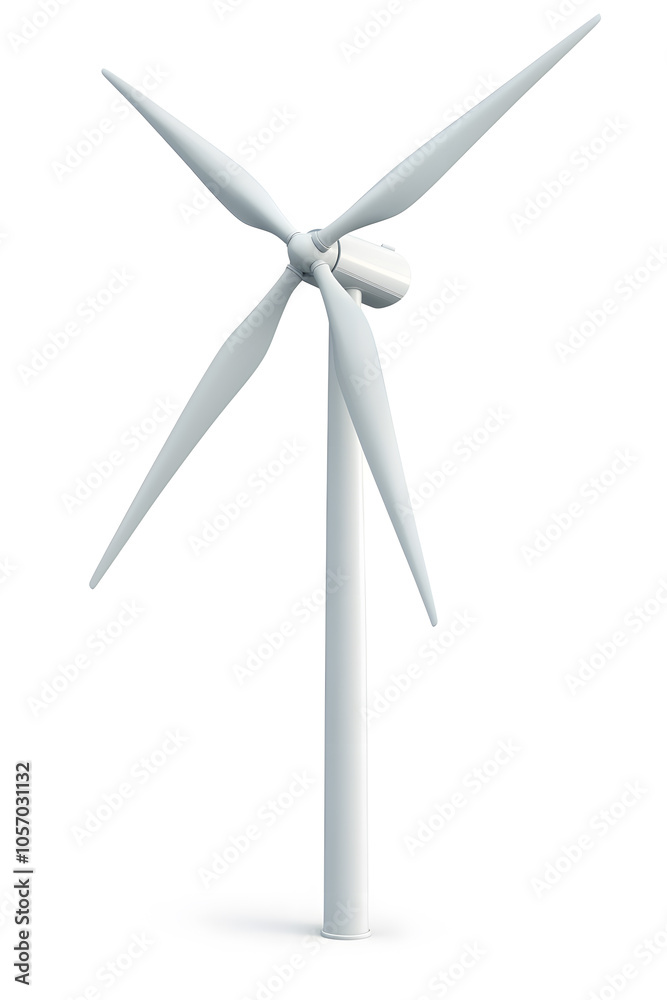 White wind turbine isolated on white background White wind turbine isolated on white background