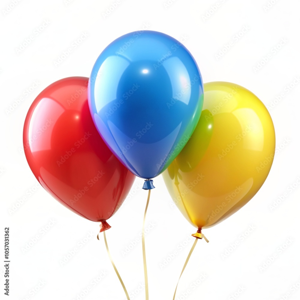 Three multi-colored balloons on a white background. Three multi-colored balloons on a white background.