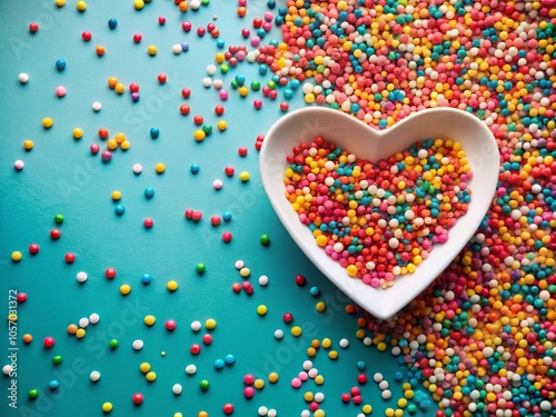 Colorful Heart-Shaped Sprinkles on a Plate for Sweet Treats and Desserts
