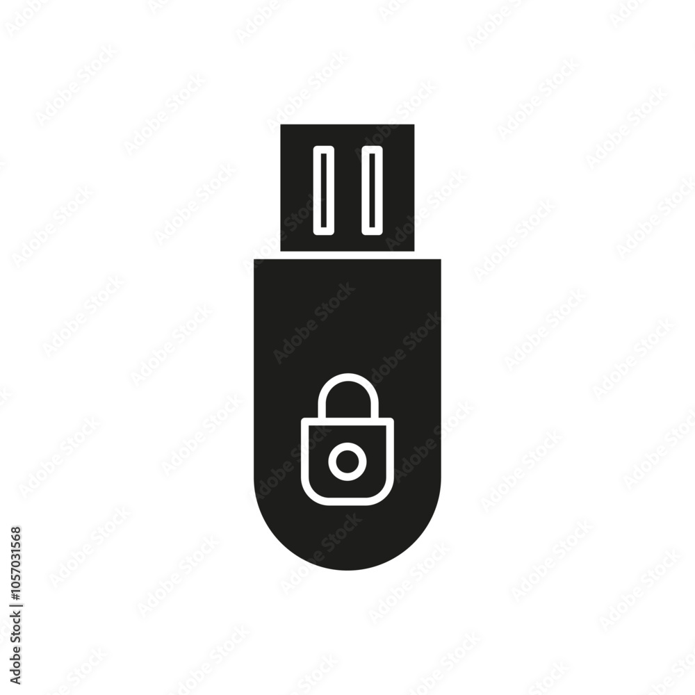 Encrypted pendrive icon flat line symbol set. Encrypted pendrive icon flat line symbol set.