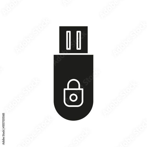 Encrypted pendrive icon flat line symbol set.