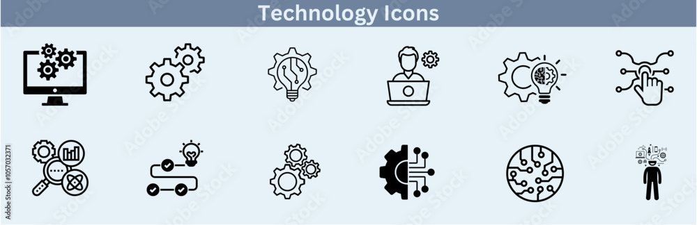 Set of artificial intelligence line icons. Technology, AI, digital, brain, chip, etc. Set of artificial intelligence line icons. Technology, AI, digital, brain, chip, etc.