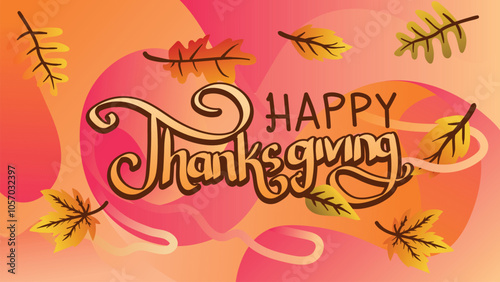  Modern Thanksgiving Celebration Banner with Orange Abstract Background. web page size template vector illustration