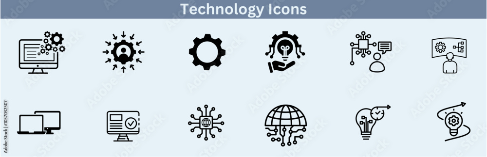 Set of artificial intelligence line icons. Technology, AI, digital, brain, chip, etc. Set of artificial intelligence line icons. Technology, AI, digital, brain, chip, etc.