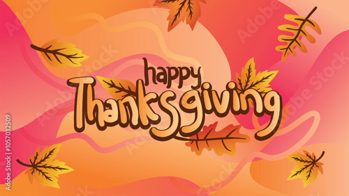  Elegant Thanksgiving Banner with Fluid Windy Background and Autumn Leaves. web page size template vector illustration