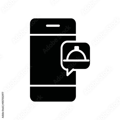 Mobile food ordering icon flat line symbol set.