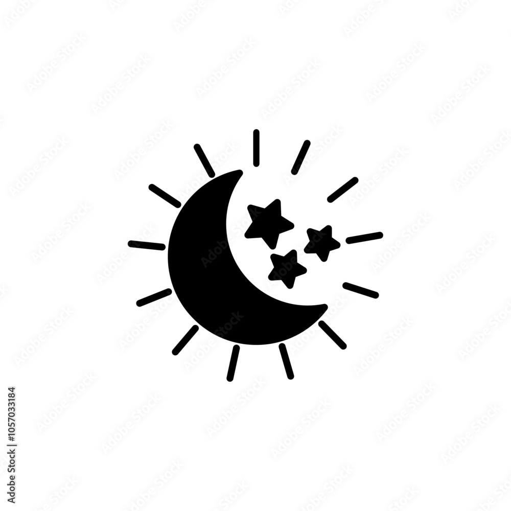 Night icon flat line symbol set. Night icon flat line symbol set.