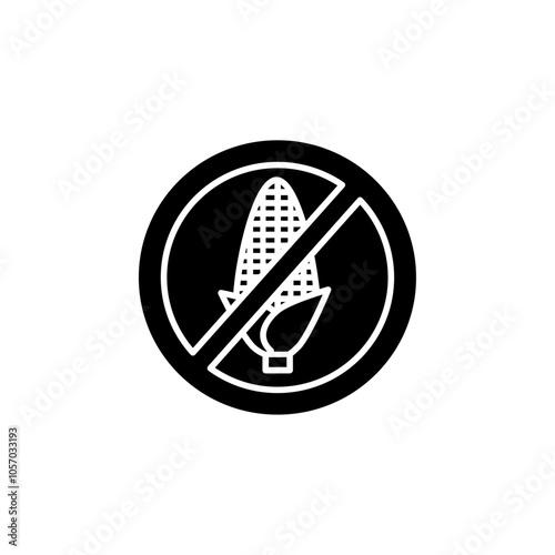 No corn icon flat line symbol set.