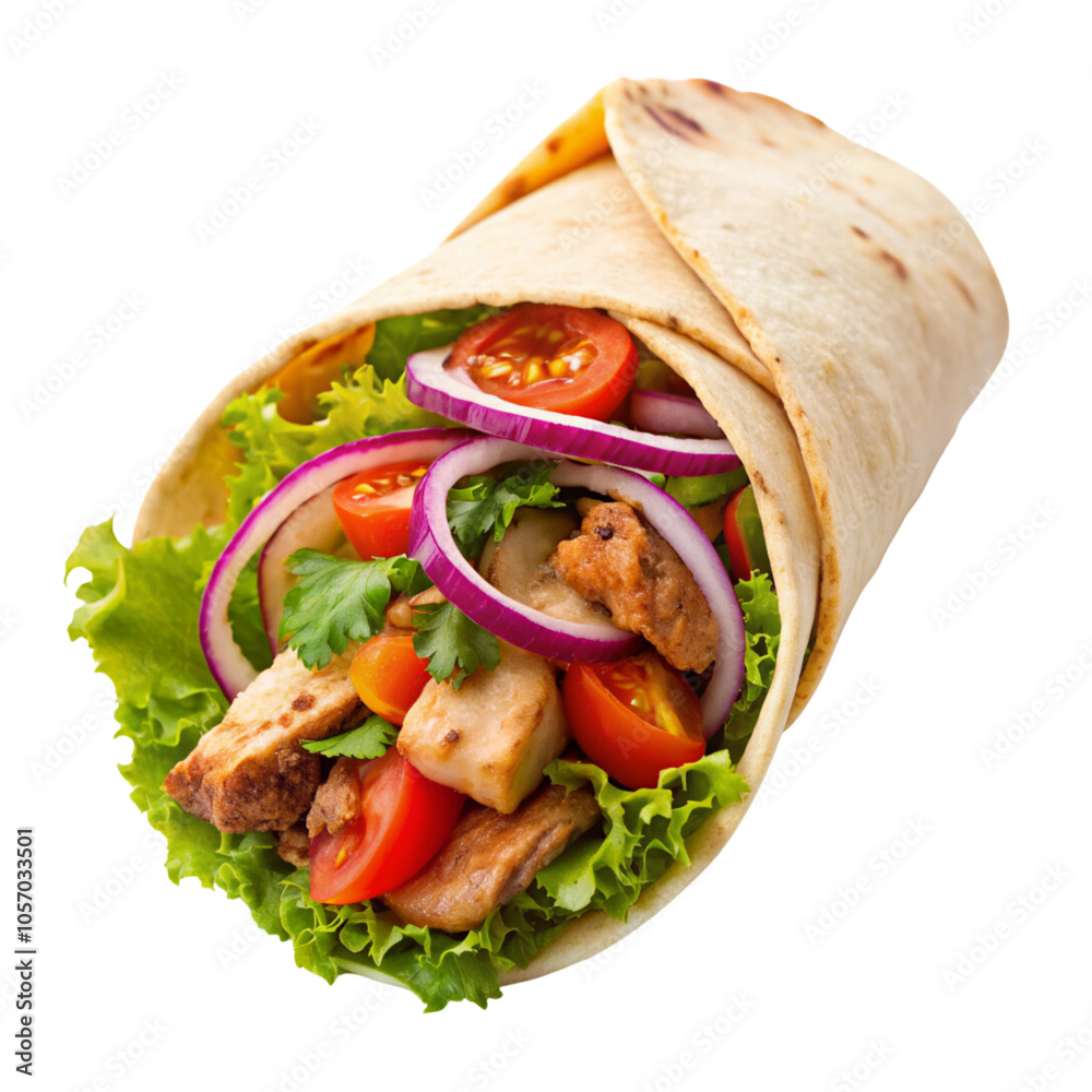 Shawarma close-up isolated on a transparent background. Shawarma close-up isolated on a transparent background.