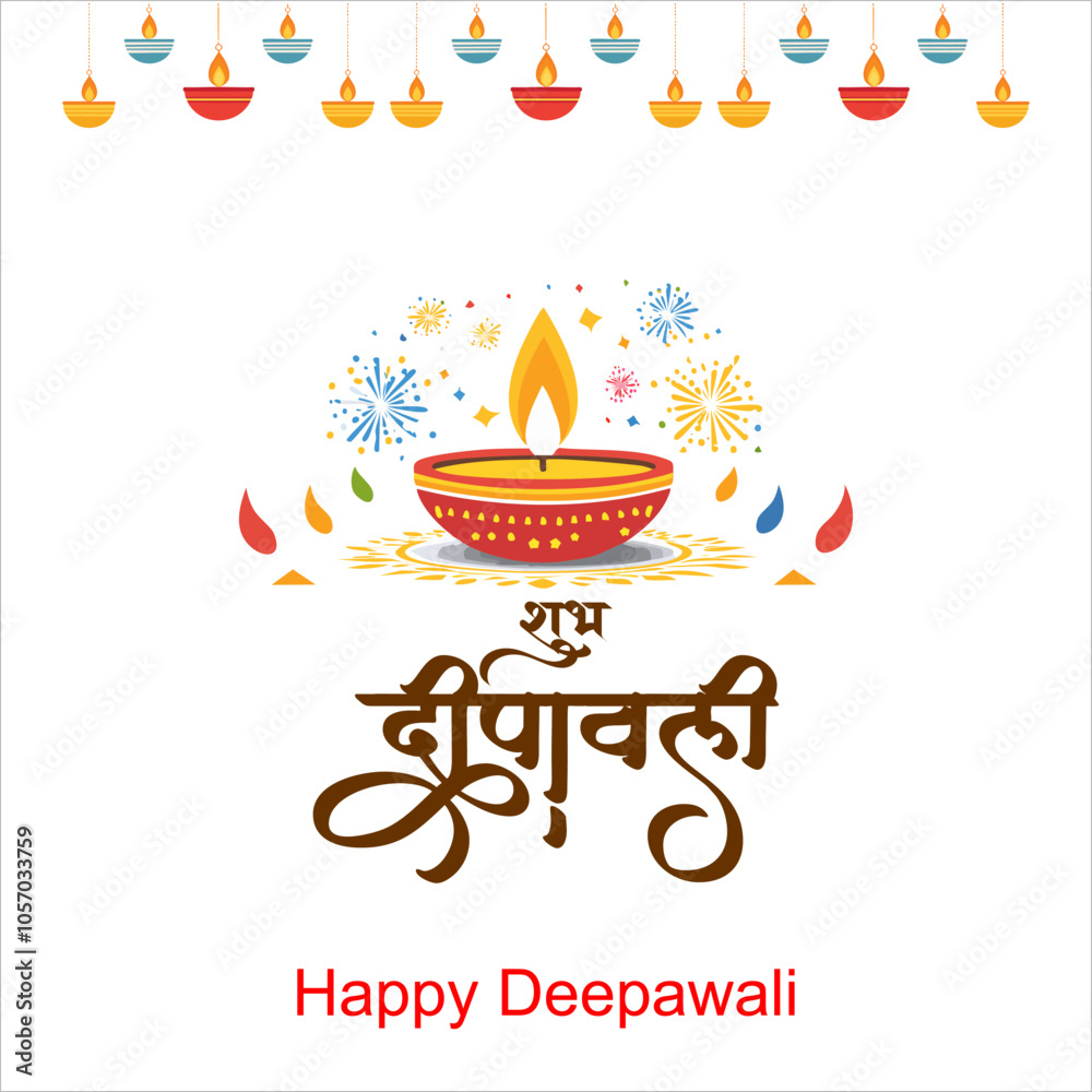 Happy Diwali greetings. Rangoli decoration with Diya or lamp with city building at night. vector illustration design Happy Diwali greetings. Rangoli decoration with Diya or lamp with city building at night. vector illustration design