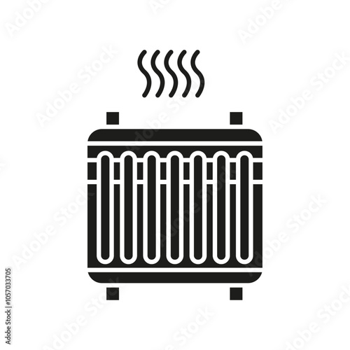 Radiator icon flat line symbol set.