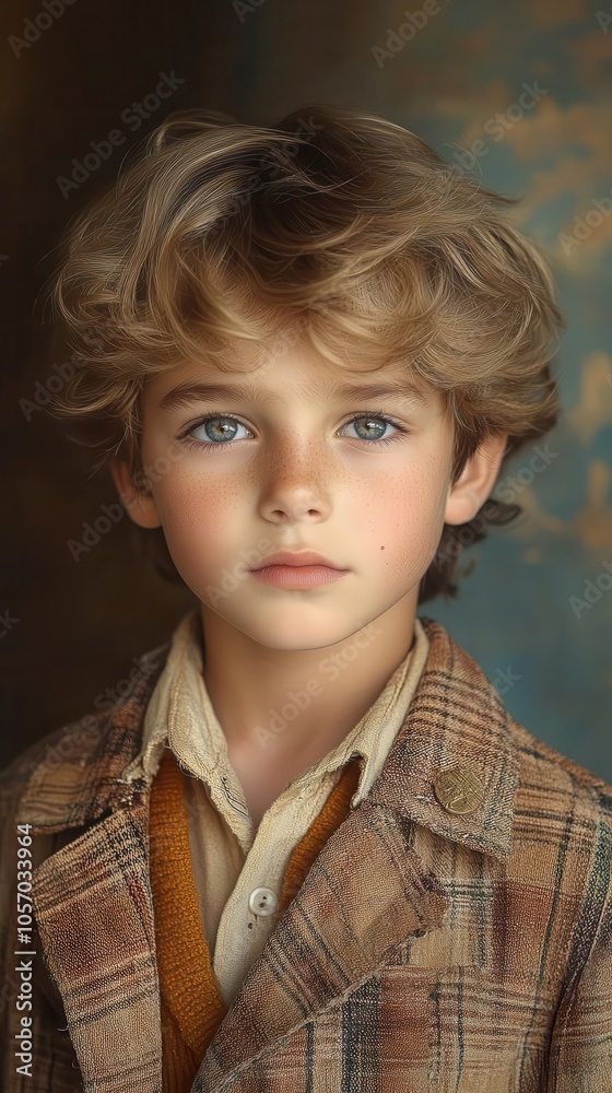 portrait of a young american school boy styled like an 80s yearbook photo complete with a vintage background showcasing innocence and charm typical of the nostalgic era portrait of a young american school boy styled like an 80s yearbook photo complete with a vintage background showcasing innocence and charm typical of the nostalgic era