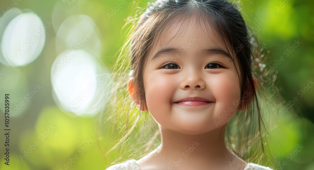 Smiling girl in a floral dress enjoying a sunny day outdoors Generative AI Smiling girl in a floral dress enjoying a sunny day outdoors Generative AI