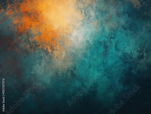 Orange and Teal Abstract Brush Stroke Background.