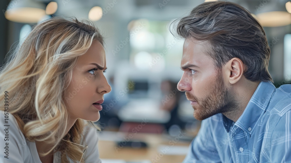 Tension Mounting Between Two Colleagues A Fight for Understanding in the Workplace Atmosphere Tension Mounting Between Two Colleagues A Fight for Understanding in the Workplace Atmosphere