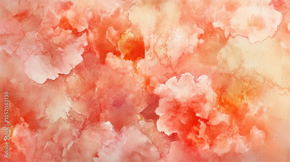 Fototapeta premium Soft watercolor texture in warm shades of peach and coral, creating a gentle background