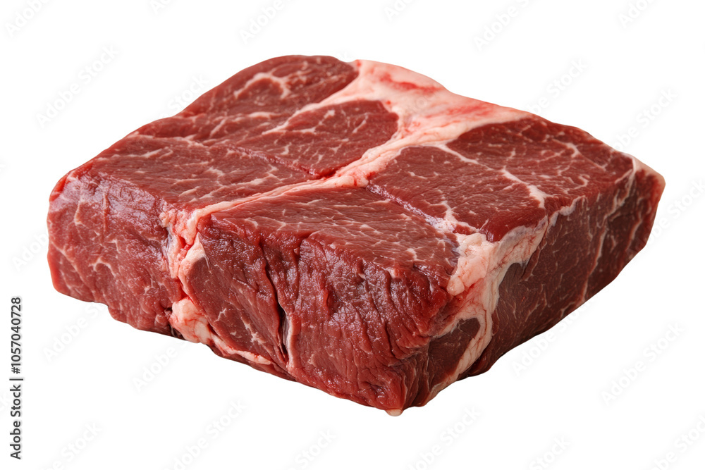 Fresh red meat cut, showcasing quality and texture on a white isolated background. Fresh red meat cut, showcasing quality and texture on a white isolated background.