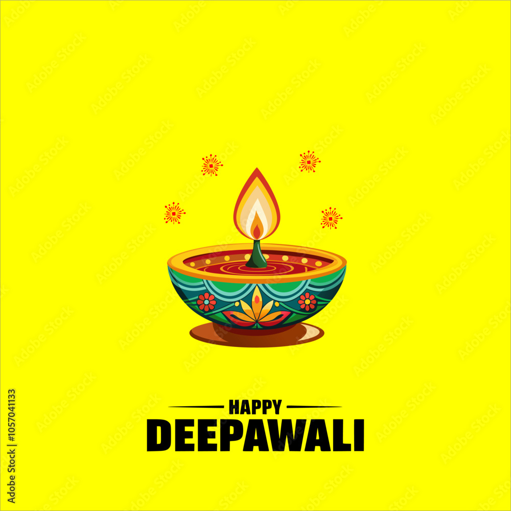 Happy Diwali greetings. Rangoli decoration with Diya or lamp with city building at night. vector illustration design Happy Diwali greetings. Rangoli decoration with Diya or lamp with city building at night. vector illustration design