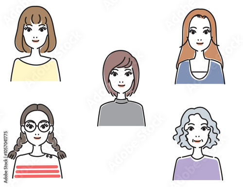 女性の色々な表情セット