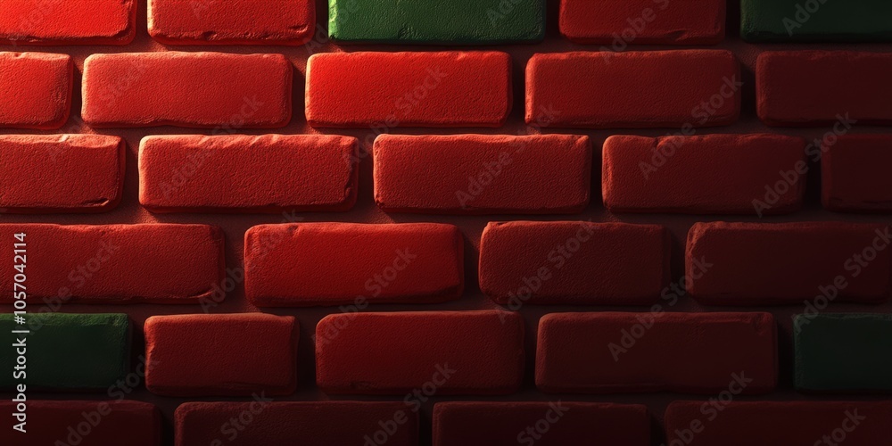 Red and Green Brick Wall Texture Background Rustic Design Element Red and Green Brick Wall Texture Background Rustic Design Element