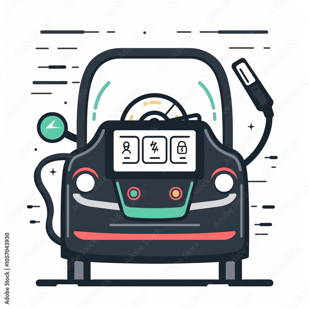 Naklejka premium A cute cartoon Style ofA digital dashboard displaying real-time data from an ERP system