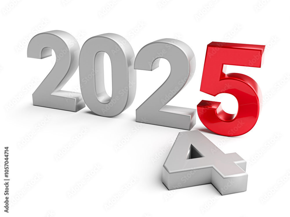 New year 2025 holiday concept. The number 2025 near old 2024 isolated New year 2025 holiday concept. The number 2025 near old 2024 isolated
