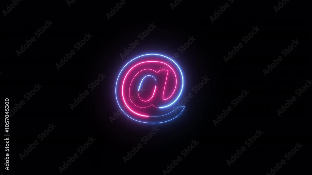 Glowing neon At The Rate icon sign animation. Glowing neon At The Rate icon sign animation.