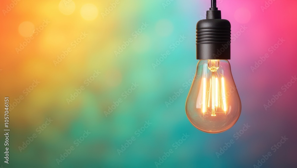 Light bulb with colorful bokeh background. Concept of idea, inspiration, and innovation. Light bulb with colorful bokeh background. Concept of idea, inspiration, and innovation.