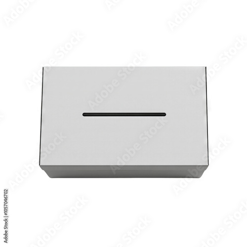 Ballot transfer box on plain transparent background, isolated, top view, distinct contours, no shadows, lifelike high-resolution photo, highlighting secure ballot transport.