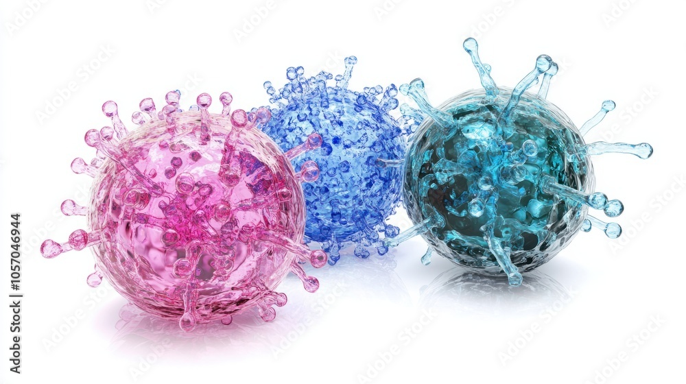 T-cell illustration with biochemistry structures, symbolizing cellular immunity, isolated on white T-cell illustration with biochemistry structures, symbolizing cellular immunity, isolated on white