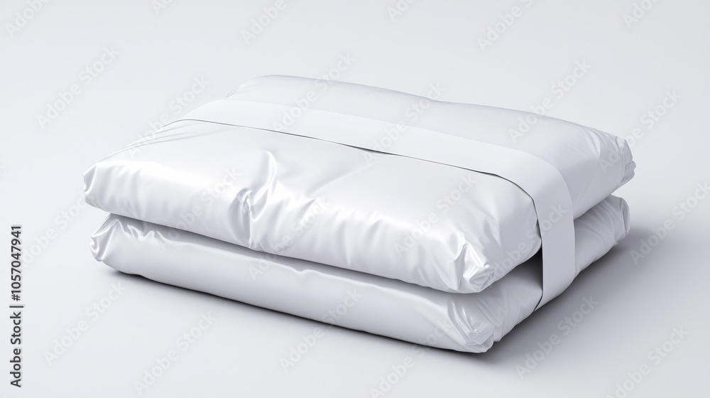 A pair of white shorts is cleverly wrapped in realistic white paper packaging, shaped like a sandwich, creating a unique and playful presentation A pair of white shorts is cleverly wrapped in realistic white paper packaging, shaped like a sandwich, creating a unique and playful presentation