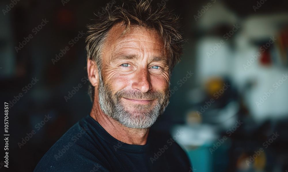 Portrait of a Confident Man with a Warm Smile and Casual Attire Portrait of a Confident Man with a Warm Smile and Casual Attire