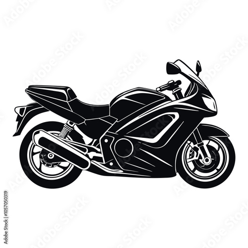Sporty motorcycle in black color silhouette. Motorcycle Logo